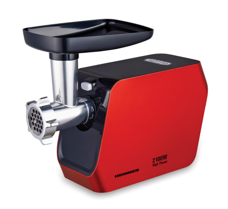 Electrocasnice pentru bucatarie - Masina de tocat Heinner MG-2100RD, 2100W, Accesoriu rosii, Accesoriu carnati, Cutit inox, Rosu