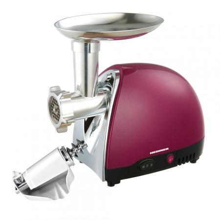 Electrocasnice pentru bucatarie - Masina de tocat Heinner MG1500TA-BG, 1600 W, Accesoriu pentru rosii si carnati, Cutit inox, Visiniu sidefat