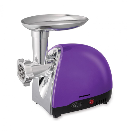 Electrocasnice & Climatizare - Masina de tocat Heinner MG1600TA-UV, 1600 W, Accesoriu rosii si carnati, 3 site de taiere, cutit inox, Violet