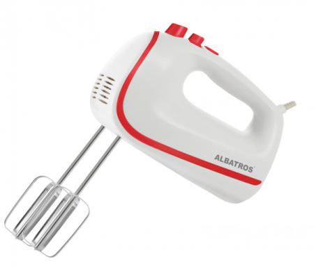 Mixere - Mixer de mana Albatros MXA450W,450 W,5 viteze + funcĹŁie Turbo,accesorii teluri si carlige,Alb