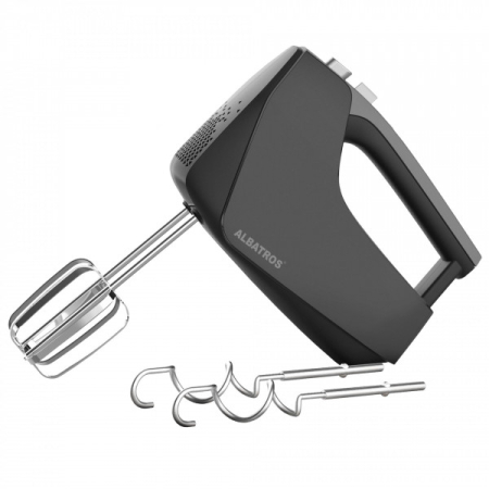 Mixere - Mixer de mana Albatros MXA550B,550 W,5 viteze + funcĹŁie Turbo,accesorii teluri si carlige,Negru