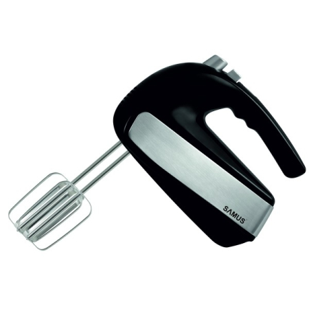 Mixere - Mixer de mana Samus SMX-500,500 W,5 viteze + Turbo,accesorii teluri si carlige,Puternic, ergonomic, elegant,Negru/Inox
