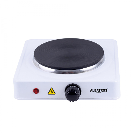 Plita - Plita electrica Albatros AP16W, 1500 W,1 arzator,material de lucru fonta,Protecţie la supraîncălzire,Alba
