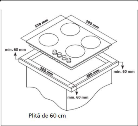 Plite pe gaz incorporabile - Plita incorporabila Heinner HBH-S584WI-IX, Gaz, 4 Arzatoare, Aprindere electrica, Gratar fonta, WOK, Inox