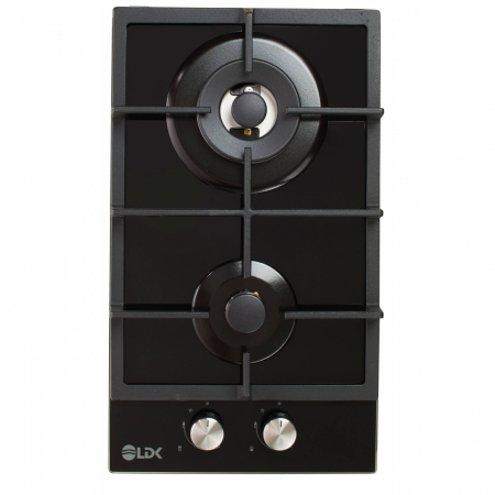 Plite pe gaz incorporabile - Plita incorporabila LDK Linares WOK JZ2BK30, Gaz, 2 arzatoare, Aprindere electrica, WOK, Gratare fonta, Siguranta, 30 cm, Negru