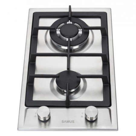 Plite pe gaz incorporabile - Plita incorporabila Samus PSG-32SX2,2 arzatoare pe gaz,Gratar din fonta,Panou de control frontal,Sisteme de siguranta la arzatoare,Aprindere electrica ,Inox