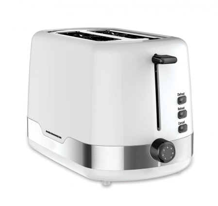 Electrocasnice pentru bucatarie - Prajitor de paine Heinner HTP-850WHSS, 850 W, 7 nivele de rumenire, 3 functii, Alb/Inox