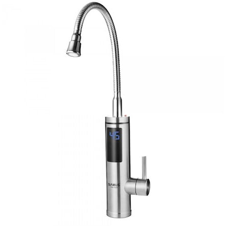 Robinet electric - Robinet electric Samus FLEX STYLE, 3300 W,Temperatura apa 30-60Â°C,Presiune apa 0,04 - 0,6 Mpa,Maner monocomanda,Afisaj temperatura apa,Inox