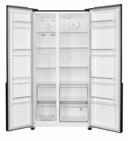 Side by side Heinner HSBS-HM532NFGBKE++,532 l, Full No Frost, Clasa E, Display touch, Blocare acces copii, H 177 cm, Sticla neagra [3]