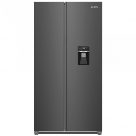 Side by Side - Side by side Samus SSBX-559NFDE, 439 L, Full No Frost, Clasa energetica E, Dozator apa, Afisaj LCD, H 177 cm, Inox/Negru
