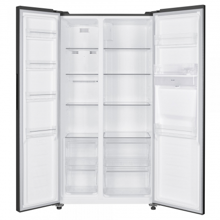 Side by Side - Side by side Samus SSBX-559NFDE, 439 L, Full No Frost, Clasa energetica E, Dozator apa, Afisaj LCD, H 177 cm, Inox/Negru