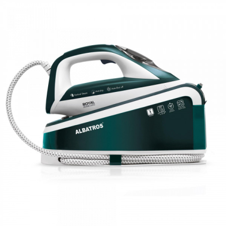 Fier si statii de calcat - Statie de calcat Albatros Royal Steam Care Green, 3000 W, 8 bar, 1.5 l, Alb/Verde