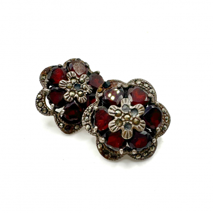 Cercei argint granate si marcasite [2]