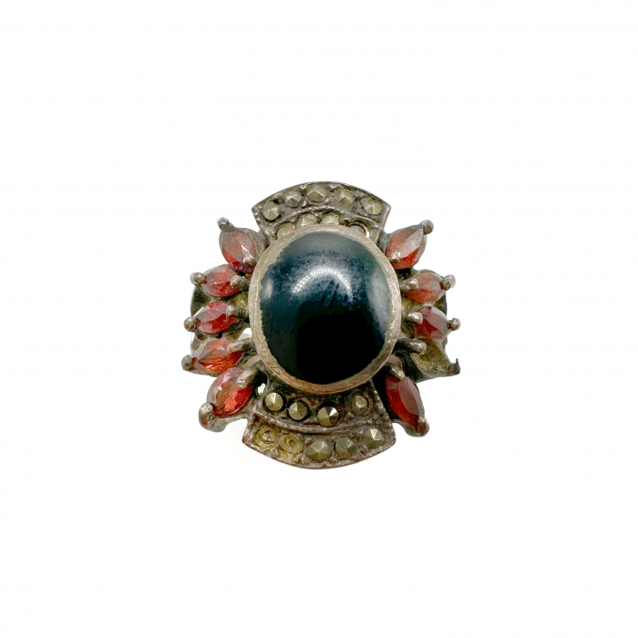 Inel argint marcasite si granate [2]