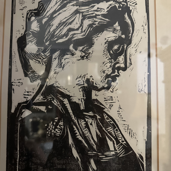 Xilogravura profil femeie [2]