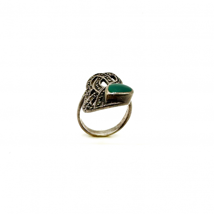 Inel argint marcasite si jad [2]