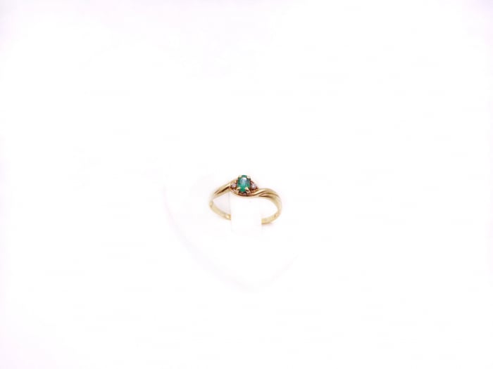 Inel Aur 18K cu un smarald si doua diamante [3]