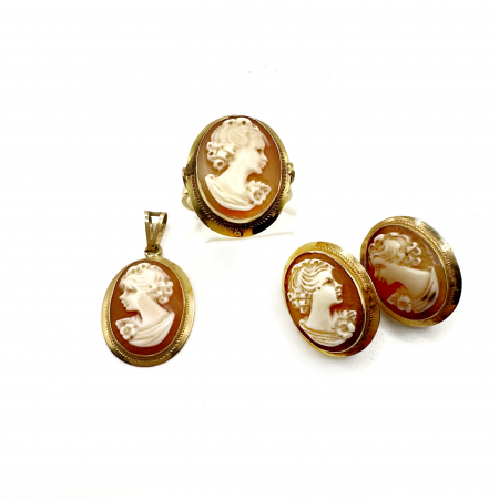 Set inel cercei si pandant Aur 14K si camee [0]