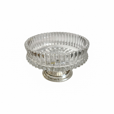 Cosuri servire - Fructiera cristal pe picior metalic