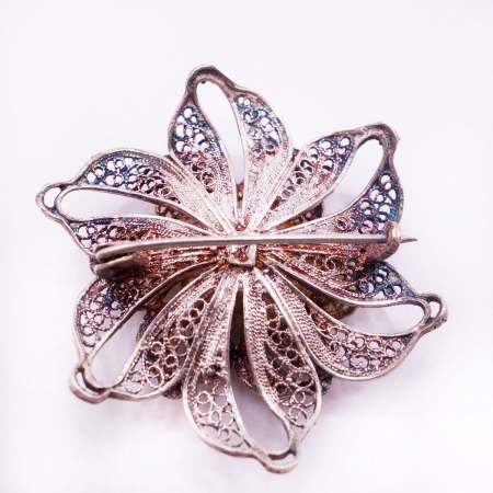 Brosa Vintage Argint Floare [2]