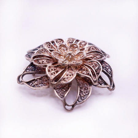 Brosa Vintage Argint Floare [3]