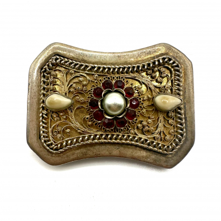 Brosa argint granate si sidef [0]