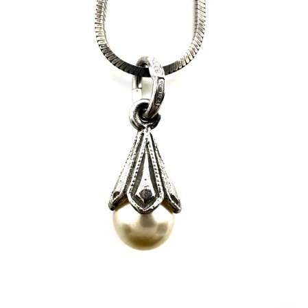 Coliere Vintage - Colier argint si perla