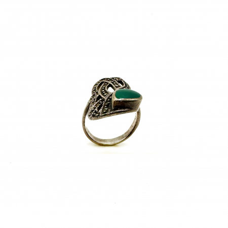 Inel argint marcasite si jad [1]