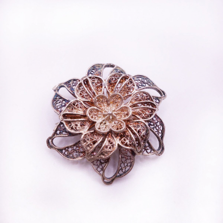 Brosa Vintage Argint Floare [1]