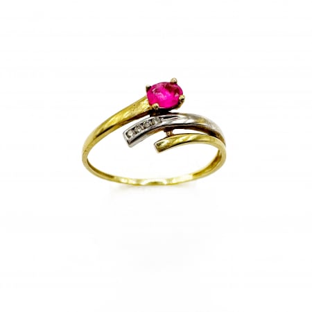 Bijuterii pietre pretioase - Inel Aur 18K cu rubin si diamante