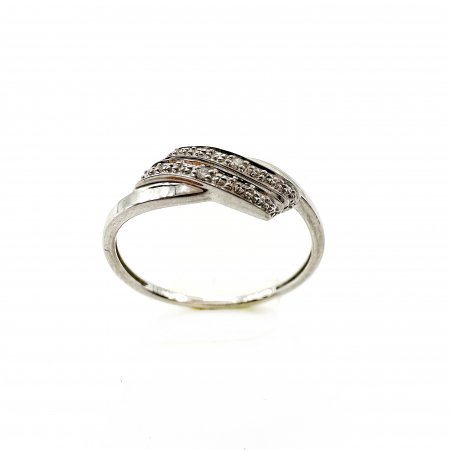Inele Vintage Aur - Inel Aur alb 18K cu diamante 0.01ct