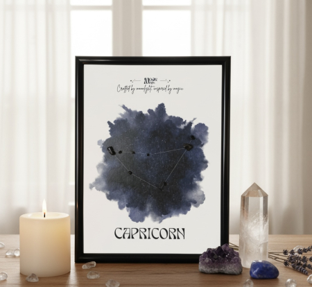 PAMANT - Capricorn - Tablou realizat manual constelatie cristale naturale Onix