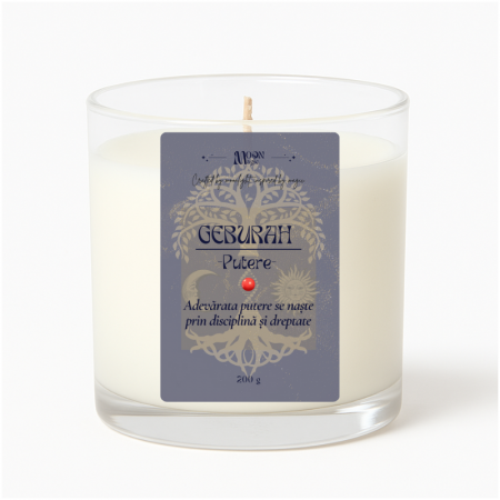 Lumanari Arborele Vietii - GEBURAH - Lumanare parfumata din ceara naturala de soia, turnata manual, 200g