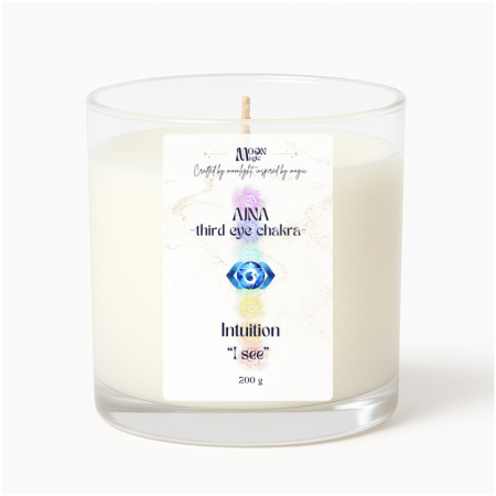 FOC - AJNA - Chakra Celui de-al Treilea Ochi - Lumanare parfumata din ceara naturala de soia, turnata manual, 200g