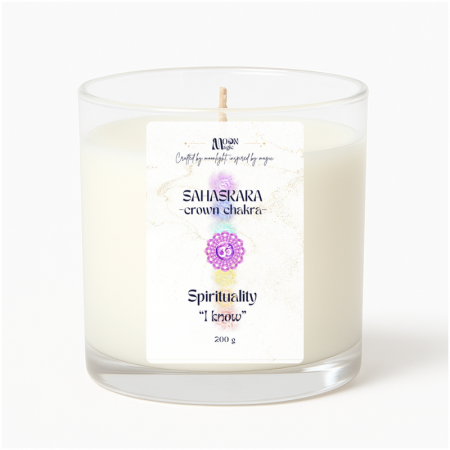 FOC - SAHASRARA - Chakra Coroana - Lumanare parfumata din ceara naturala de soia, turnata manual, 200g