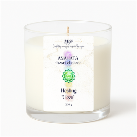 FOC - ANAHATA - Chakra Inimii - Lumanare parfumata din ceara naturala de soia, turnata manual, 200g