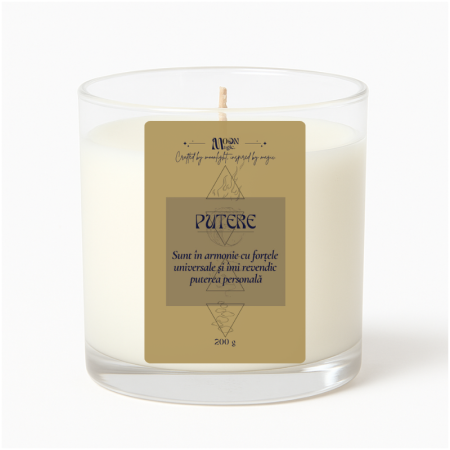 Lumanari Manifestare - PUTERE - Lumanare parfumata din ceara naturala de soia, turnata manual, 200g