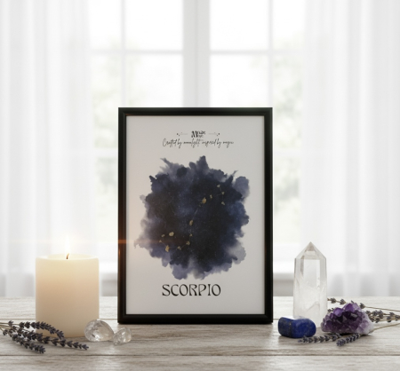 PAMANT - Scorpion - Tablou realizat manual constelatie cristale naturale Citrin