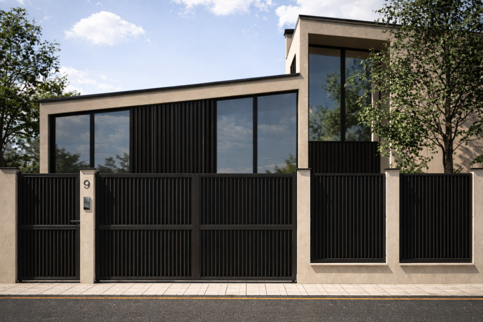 Modern Outdoor Design: Louvered Metal Fence Panels and Gates