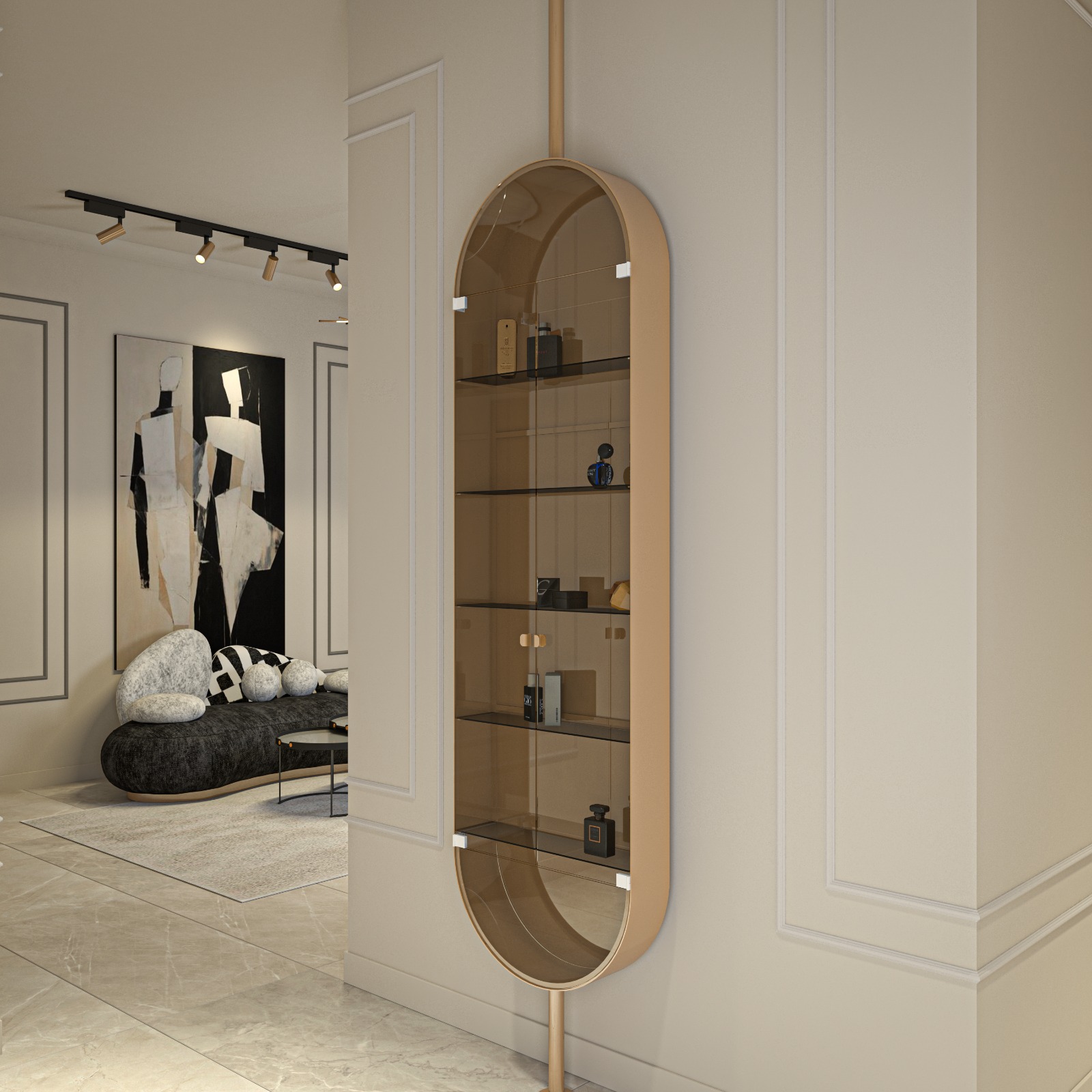 Brass and Glass Perfume Display Stand – Designed for Premium Interiors