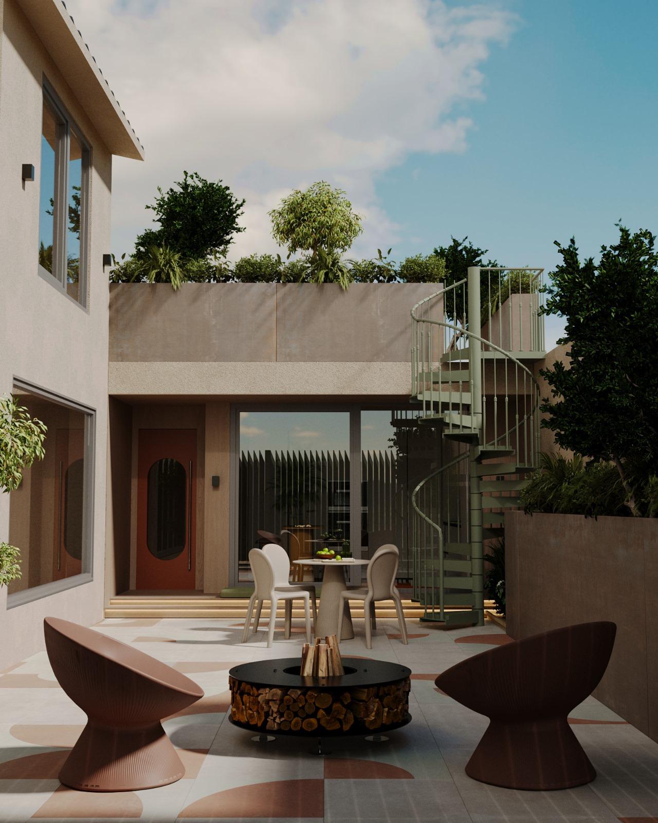 Outdoor Metal Spiral Staircase – Compact Design and a Matte RAL 6013 Finish