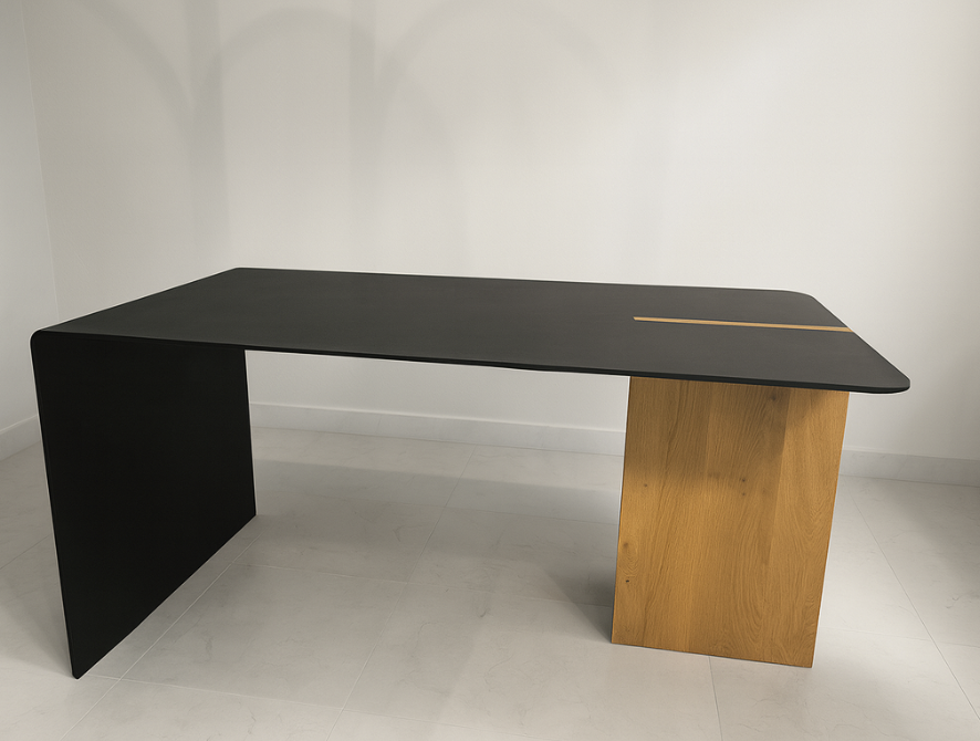 Masă modernă Line - oțel 10 mm și stejar natur [3]