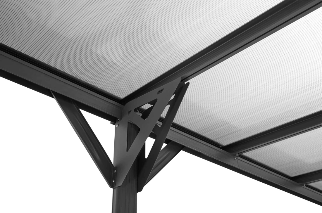 Copertina auto ALFA din aluminiu cu policarbonat, carport, 3050 x 5030 mm, Gri antracit RAL 7016 [7]