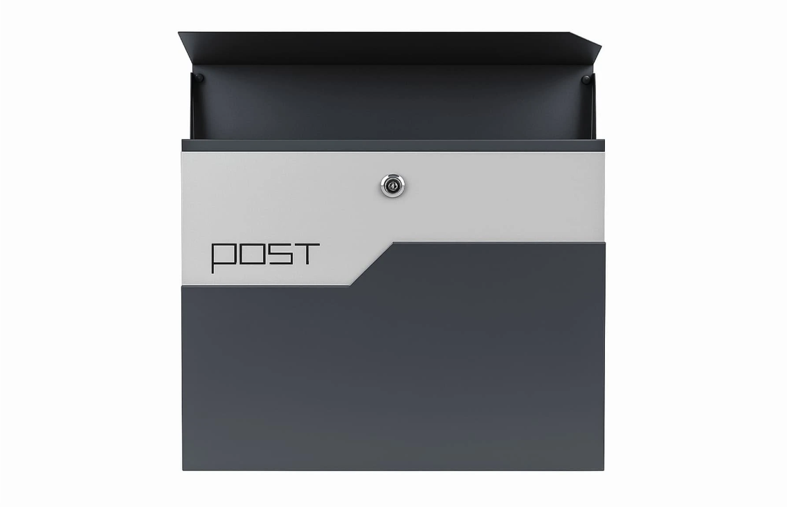 Cutie postala otel zincat, Design Modern, Gri antracit si Argintiu [8]