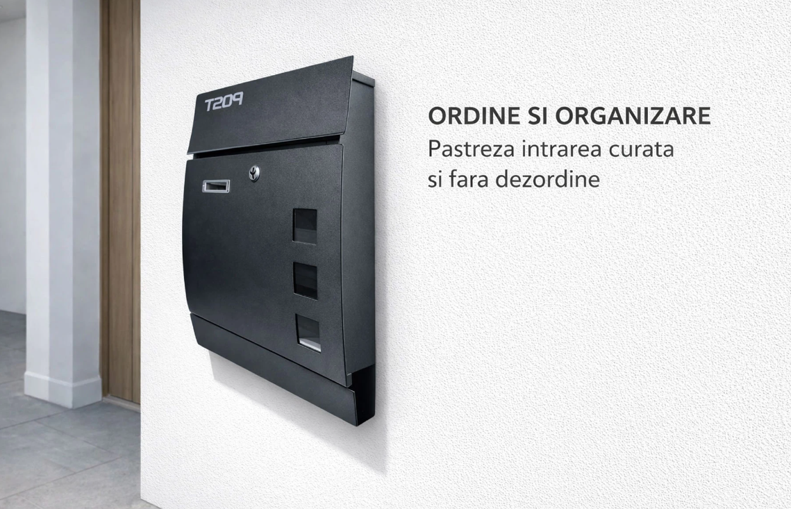 Cutie postala otel zincat, Design Modern, Negru [4]