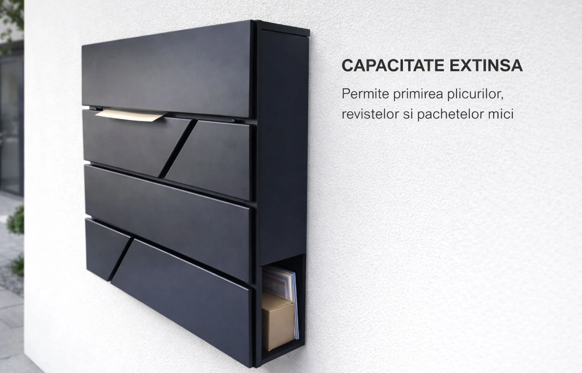 Cutie postala otel zincat, Design Modern, Negru [3]