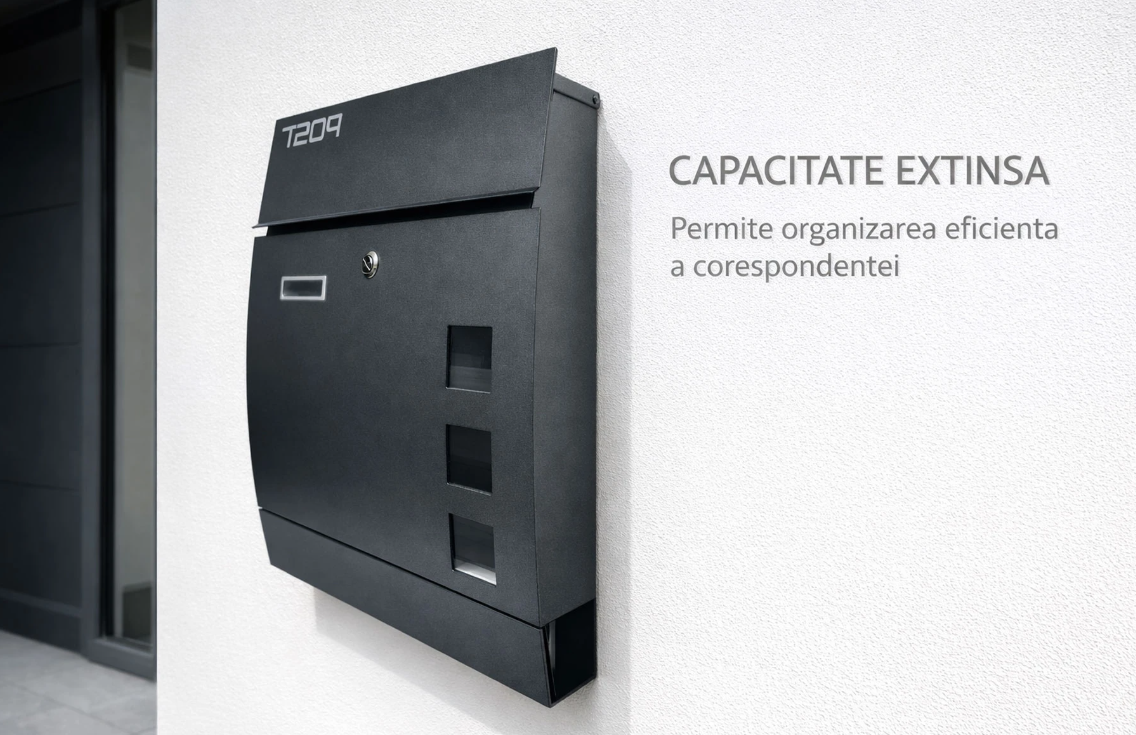 Cutie postala otel zincat, Design Modern, Negru [3]