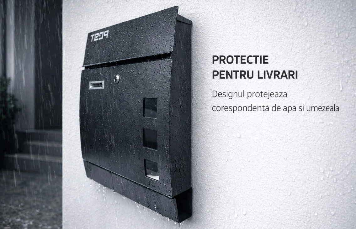 Cutie postala otel zincat, Design Modern, Negru [2]