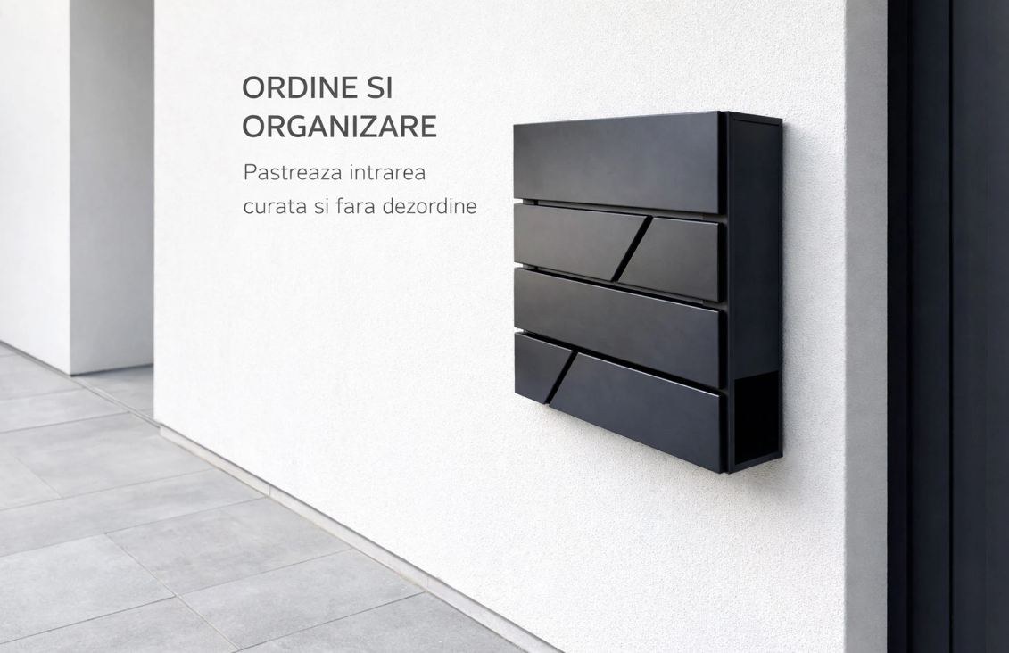 Cutie postala otel zincat, Design Modern, Negru [4]