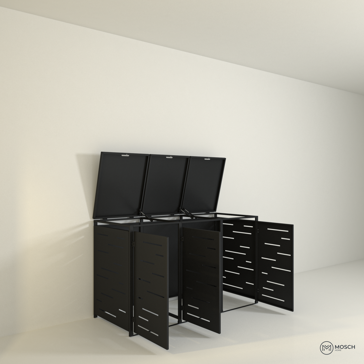 Steel Waste Bin Storage Cabinet for 3 Bins – Modern Design and Protection for Outdoor Spaces [5]
